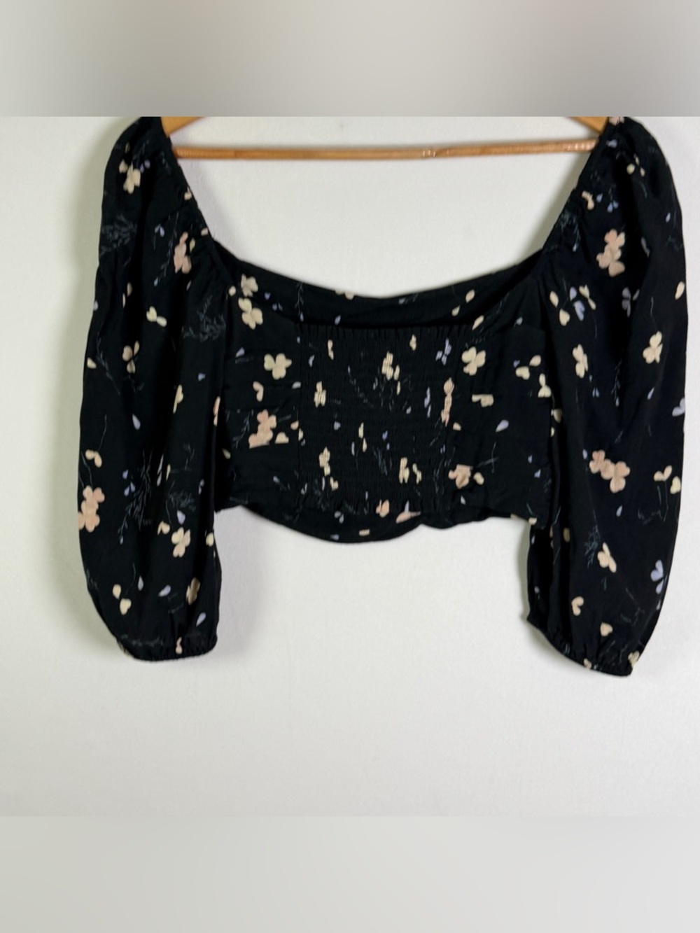Aritzia Wilfred Womens Lolita Crop Blouse Floral Puff Sleeve Coquette Y2K Sz S - Picture 3 of 8